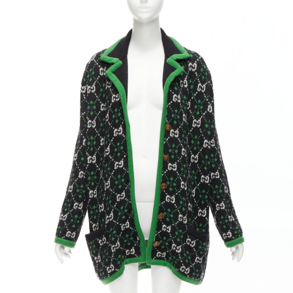 Gucci Monogram Alpaca Wool Knit Coat